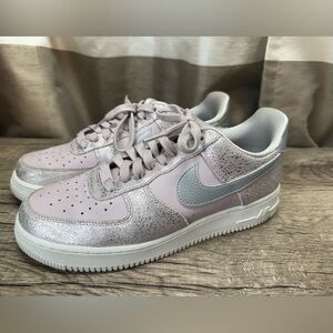 Nike | Women’s lilac shimmer Air Force 1 low lace up sneakers, size 9.5